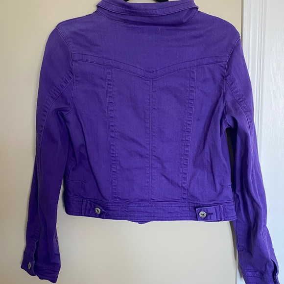 One World Purple Denim Jacket with Metal Studded Detail, Size M - Picture 3 of 12
